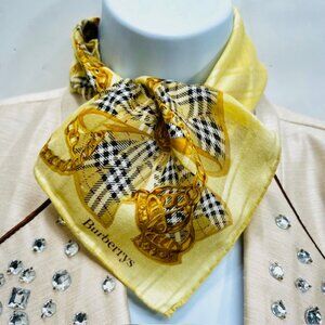 Unused Burberry Women Miniscar/Handkerchi 19" Gold yellow nova check bow tie (4)